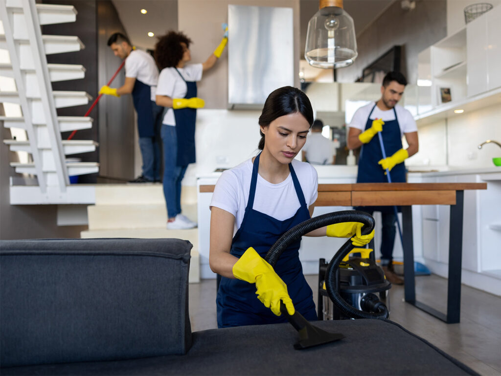 AI Receptionist for Cleaning Services: Book Every Recurring Client Automatically Cleaning service professional wiping down a home interior