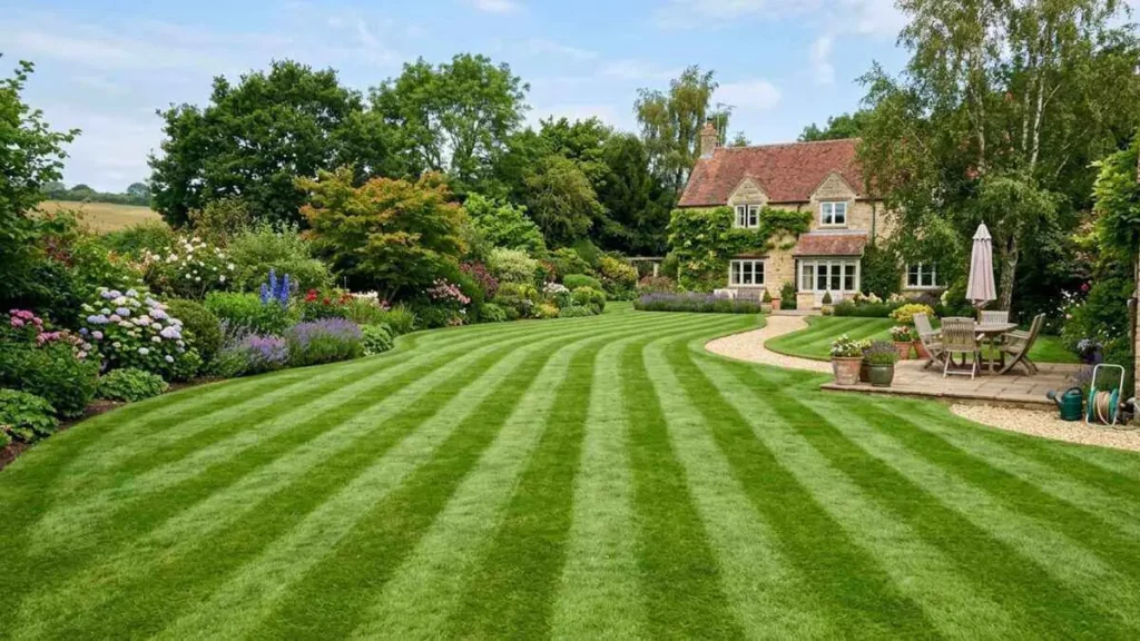 Professional landscaping and lawn care service at a residential property